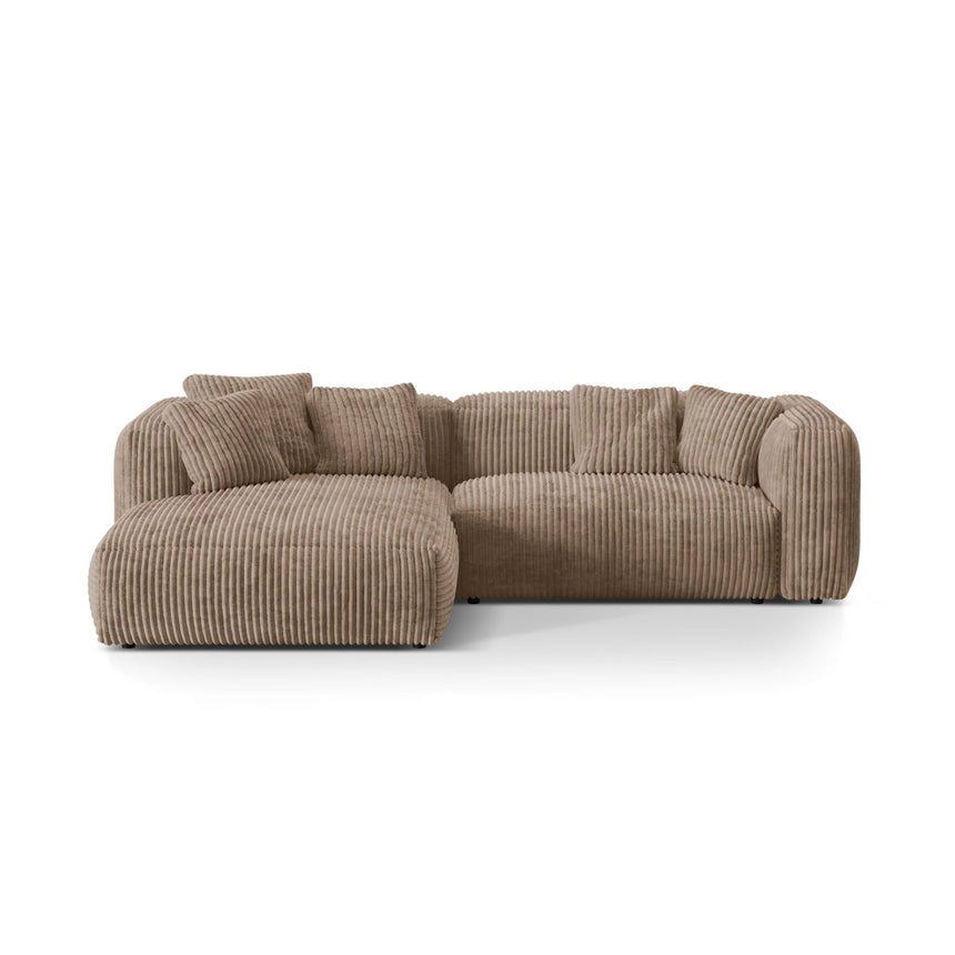 Martina modulares Ecksofa, Linke Seite, Sitztiefe 76 cm, aus Cord in Acorn (Tilia 17), 280x176 cm von Micadoni – Bild 1