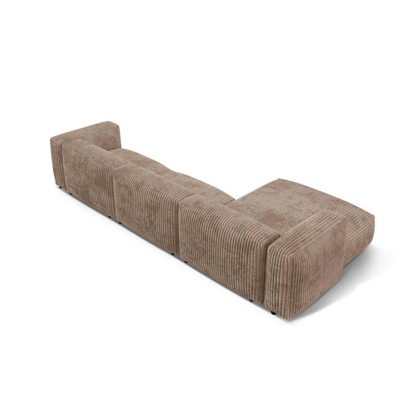 Martina modulares Ecksofa, Linke Seite, Sitztiefe 76 cm, aus Cord in Acorn (Tilia 17), 330x176 cm von Micadoni – Bild 5
