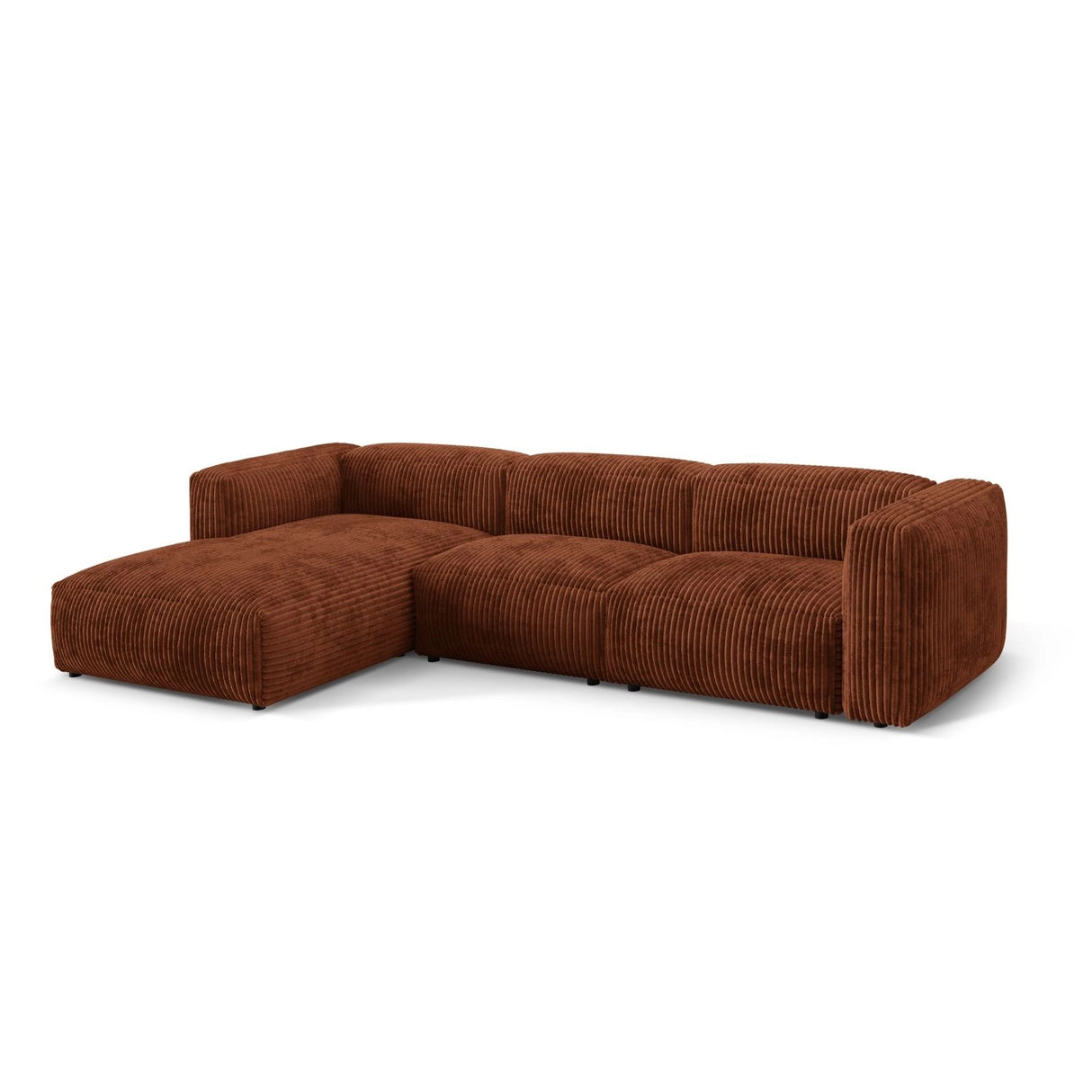 Martina modulares Ecksofa, Linke Seite, Sitztiefe 76 cm, aus Cord in Brick (Tilia 52), 330x176 cm von Micadoni – Bild 3