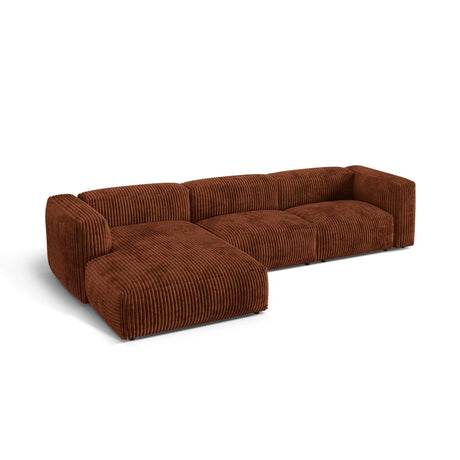 Martina modulares Ecksofa, Linke Seite, Sitztiefe 76 cm, aus Cord in Brick (Tilia 52), 330x176 cm von Micadoni – Bild 4