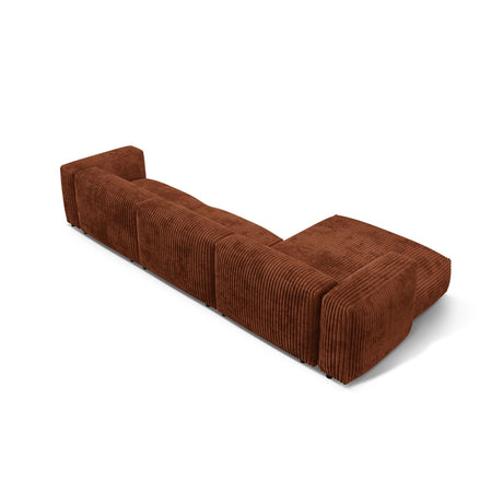 Martina modulares Ecksofa, Linke Seite, Sitztiefe 76 cm, aus Cord in Brick (Tilia 52), 330x176 cm von Micadoni – Bild 5