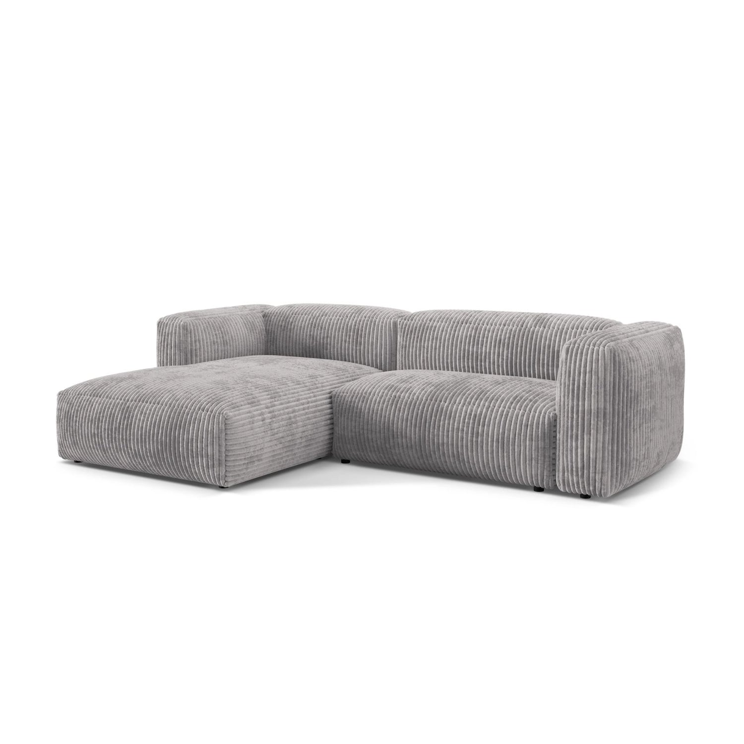 Martina modulares Ecksofa, Linke Seite, Sitztiefe 76 cm, aus Cord in Hellgrau (Tilia 86), 280x176 cm von Micadoni – Bild 3