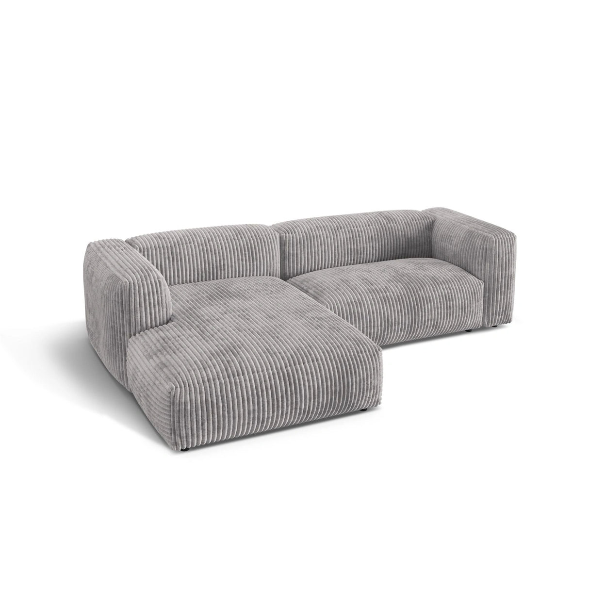 Martina modulares Ecksofa, Linke Seite, Sitztiefe 76 cm, aus Cord in Hellgrau (Tilia 86), 280x176 cm von Micadoni – Bild 4