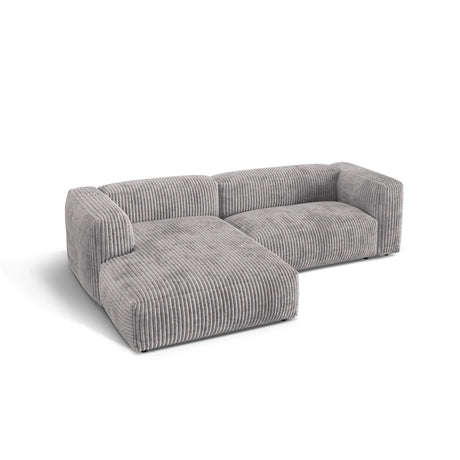 Martina modulares Ecksofa, Linke Seite, Sitztiefe 76 cm, aus Cord in Hellgrau (Tilia 86), 280x176 cm von Micadoni – Bild 4