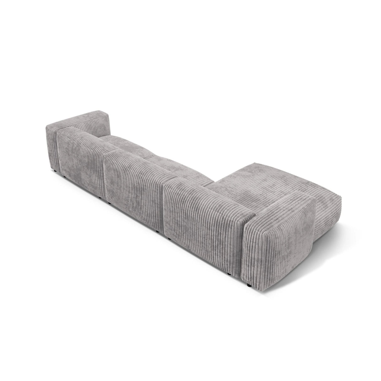 Martina modulares Ecksofa, Linke Seite, Sitztiefe 76 cm, aus Cord in Hellgrau (Tilia 86), 330x176 cm von Micadoni – Bild 5