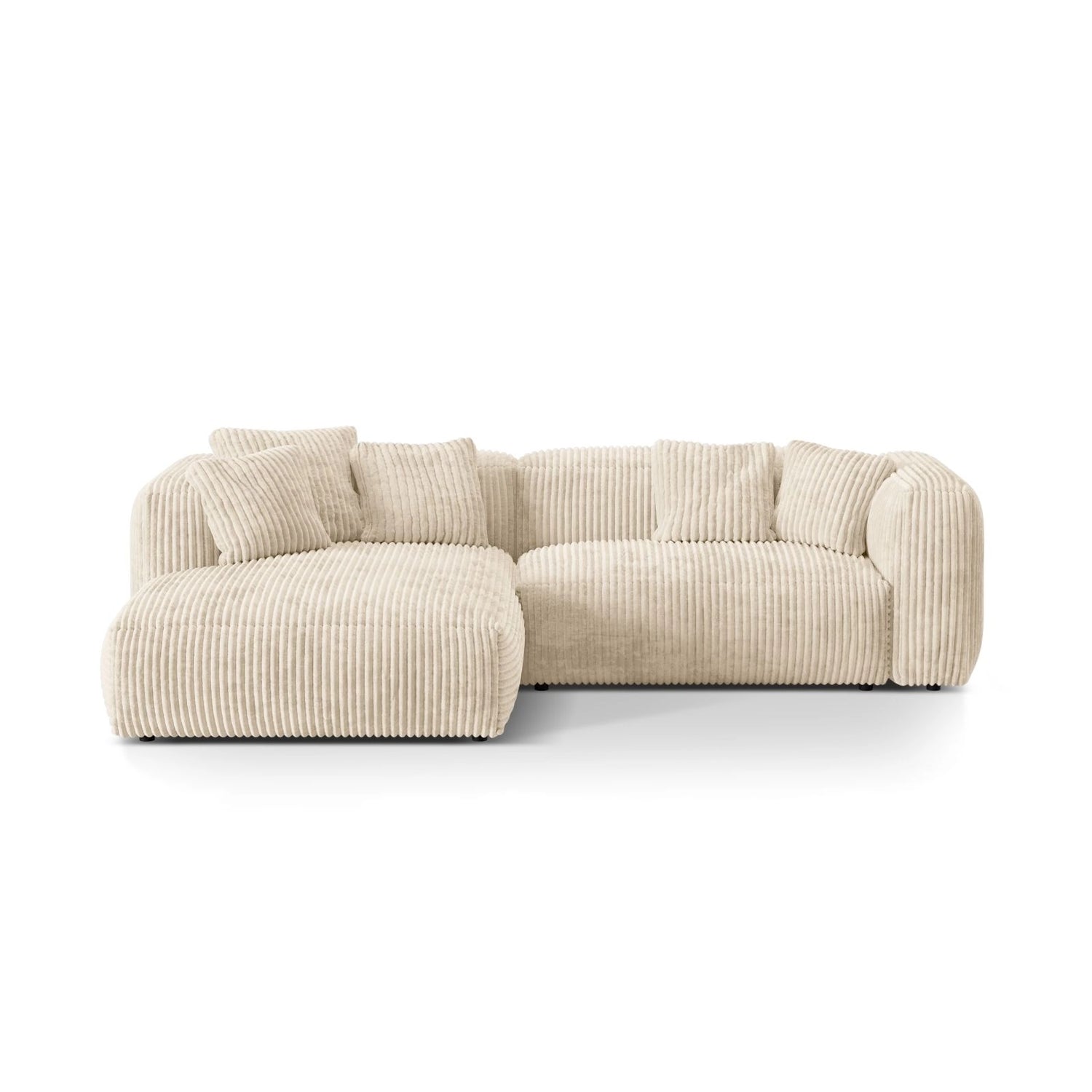 Martina modulares Ecksofa, Linke Seite, Sitztiefe 76 cm, aus Cord in Leichtes Beige (Tilia 03), 280x176 cm von Micadoni – Bild 1