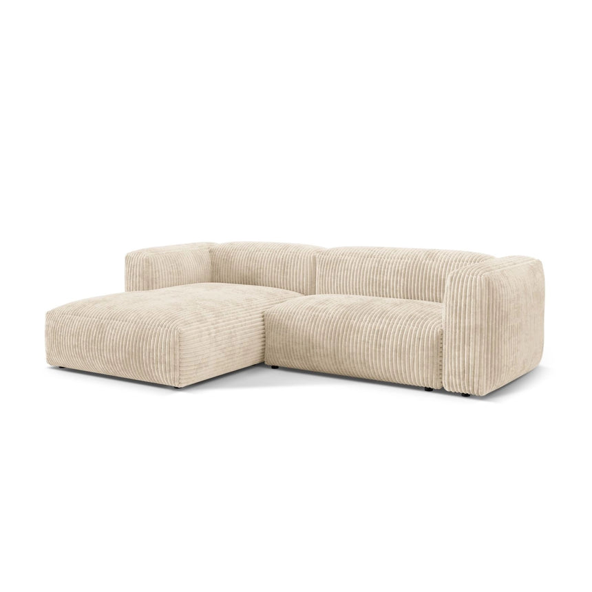 Martina modulares Ecksofa, Linke Seite, Sitztiefe 76 cm, aus Cord in Leichtes Beige (Tilia 03), 280x176 cm von Micadoni – Bild 3