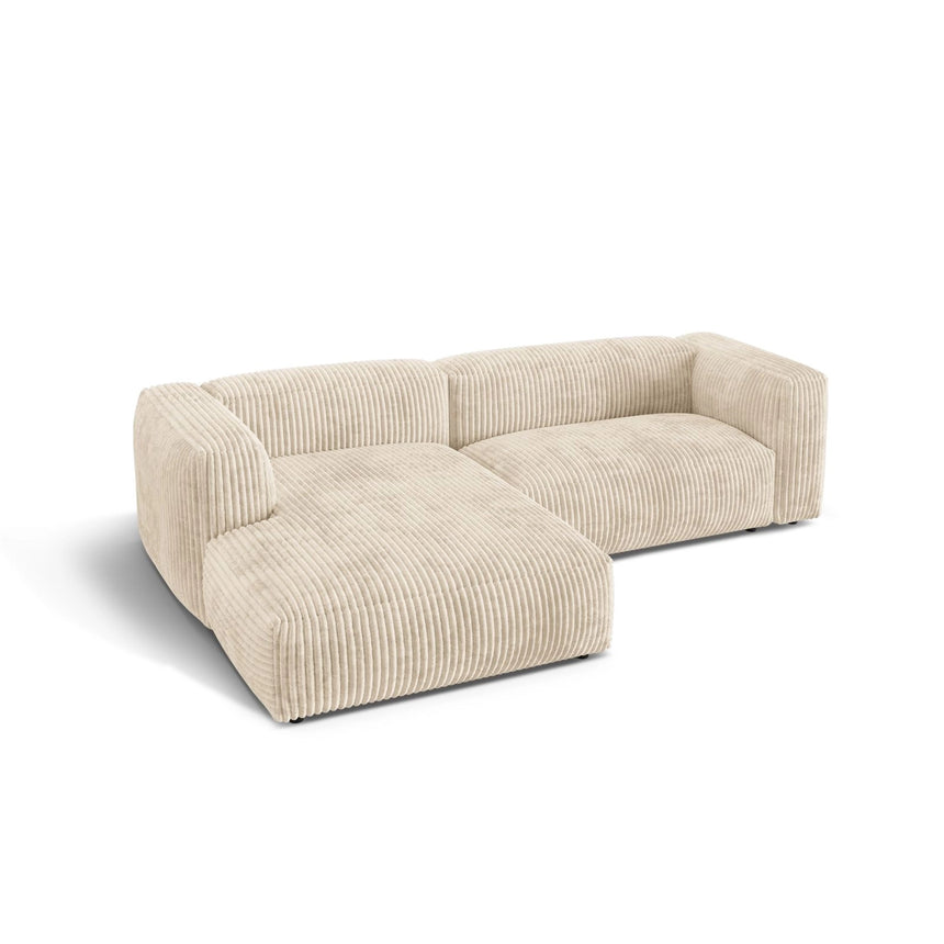 Martina modulares Ecksofa, Linke Seite, Sitztiefe 76 cm, aus Cord in Leichtes Beige (Tilia 03), 280x176 cm von Micadoni – Bild 4