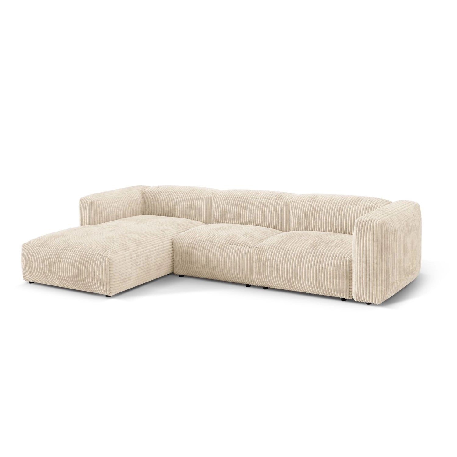 Martina modulares Ecksofa, Linke Seite, Sitztiefe 76 cm, aus Cord in Leichtes Beige (Tilia 03), 330x176 cm von Micadoni – Bild 3