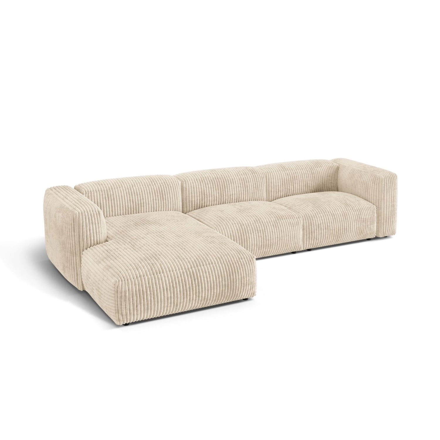 Martina modulares Ecksofa, Linke Seite, Sitztiefe 76 cm, aus Cord in Leichtes Beige (Tilia 03), 330x176 cm von Micadoni – Bild 4