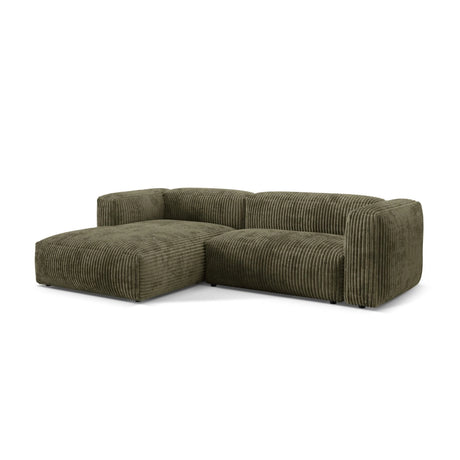 Martina modulares Ecksofa, Linke Seite, Sitztiefe 76 cm, aus Cord in Moosgrün (Tilia 37), 280x176 cm von Micadoni – Bild 3