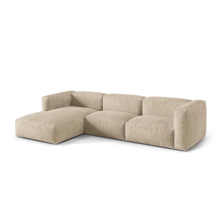 Martina modulares Ecksofa, Linke Seite, Sitztiefe 76 cm, aus Samt, Cord, Boucle oder Strukturstoff, 330x176 cm von Micadoni – Bild 3