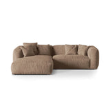 Martina modulares Ecksofa, Linke Seite, Sitztiefe 76 cm, aus Samt in Dunkelbeige (Vogue 3), 280x176 cm von Micadoni – Bild 1