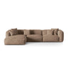 Martina modulares Ecksofa, Linke Seite, Sitztiefe 76 cm, aus Samt in Dunkelbeige (Vogue 3), 330x176 cm von Micadoni – Bild 1