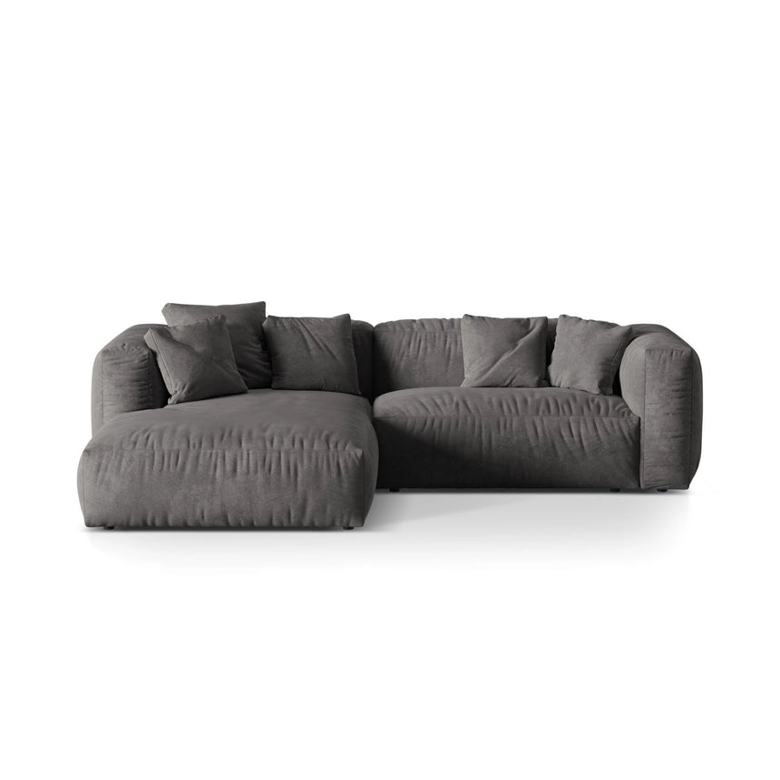 Martina modulares Ecksofa, Linke Seite, Sitztiefe 76 cm, aus Samt in Grau (Vogue 15), 280x176 cm von Micadoni – Bild 1
