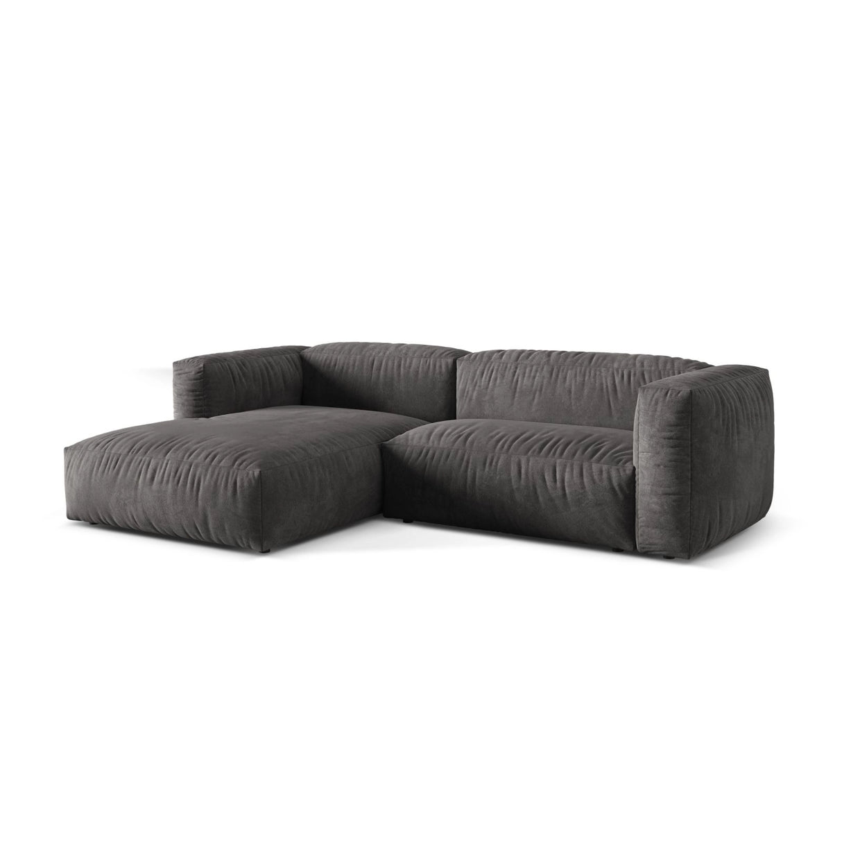 Martina modulares Ecksofa, Linke Seite, Sitztiefe 76 cm, aus Samt in Grau (Vogue 15), 280x176 cm von Micadoni – Bild 3