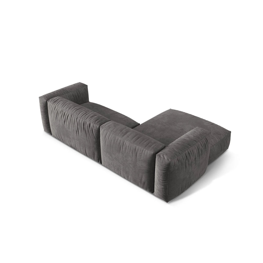 Martina modulares Ecksofa, Linke Seite, Sitztiefe 76 cm, aus Samt in Grau (Vogue 15), 280x176 cm von Micadoni – Bild 5