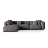 Martina modulares Ecksofa, Linke Seite, Sitztiefe 76 cm, aus Samt in Grau (Vogue 15), 330x176 cm von Micadoni – Bild 1