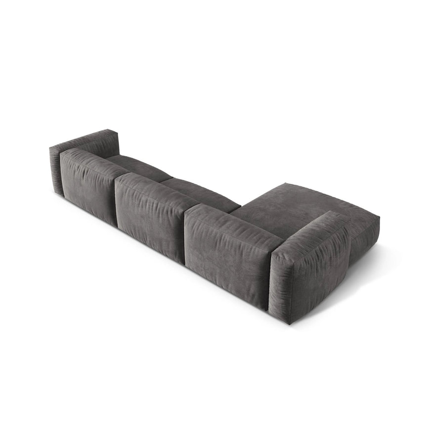 Martina modulares Ecksofa, Linke Seite, Sitztiefe 76 cm, aus Samt in Grau (Vogue 15), 330x176 cm von Micadoni – Bild 5