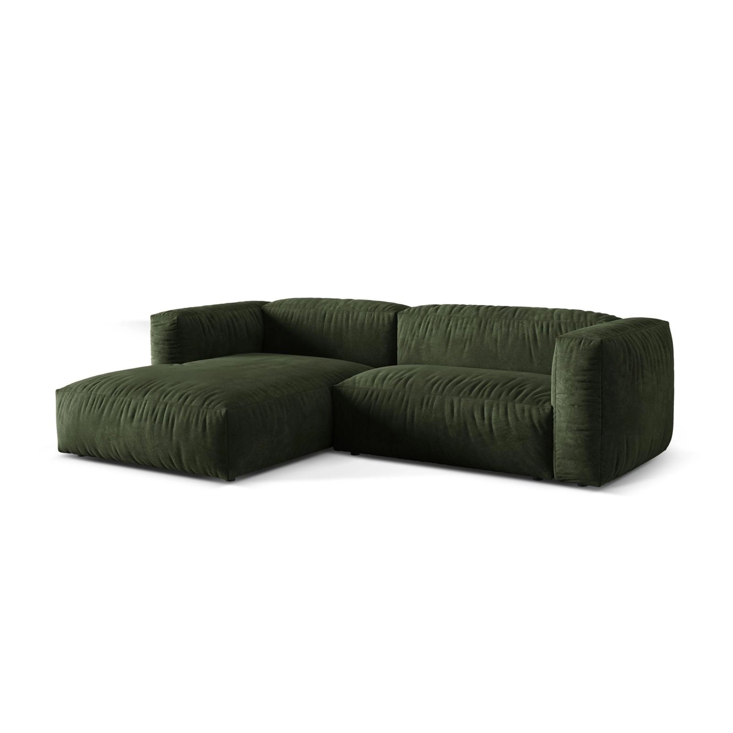 Martina modulares Ecksofa, Linke Seite, Sitztiefe 76 cm, aus Samt in Grün (Vogue 11), 280x176 cm von Micadoni – Bild 3