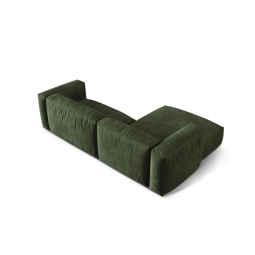 Martina modulares Ecksofa, Linke Seite, Sitztiefe 76 cm, aus Samt in Grün (Vogue 11), 280x176 cm von Micadoni – Bild 5