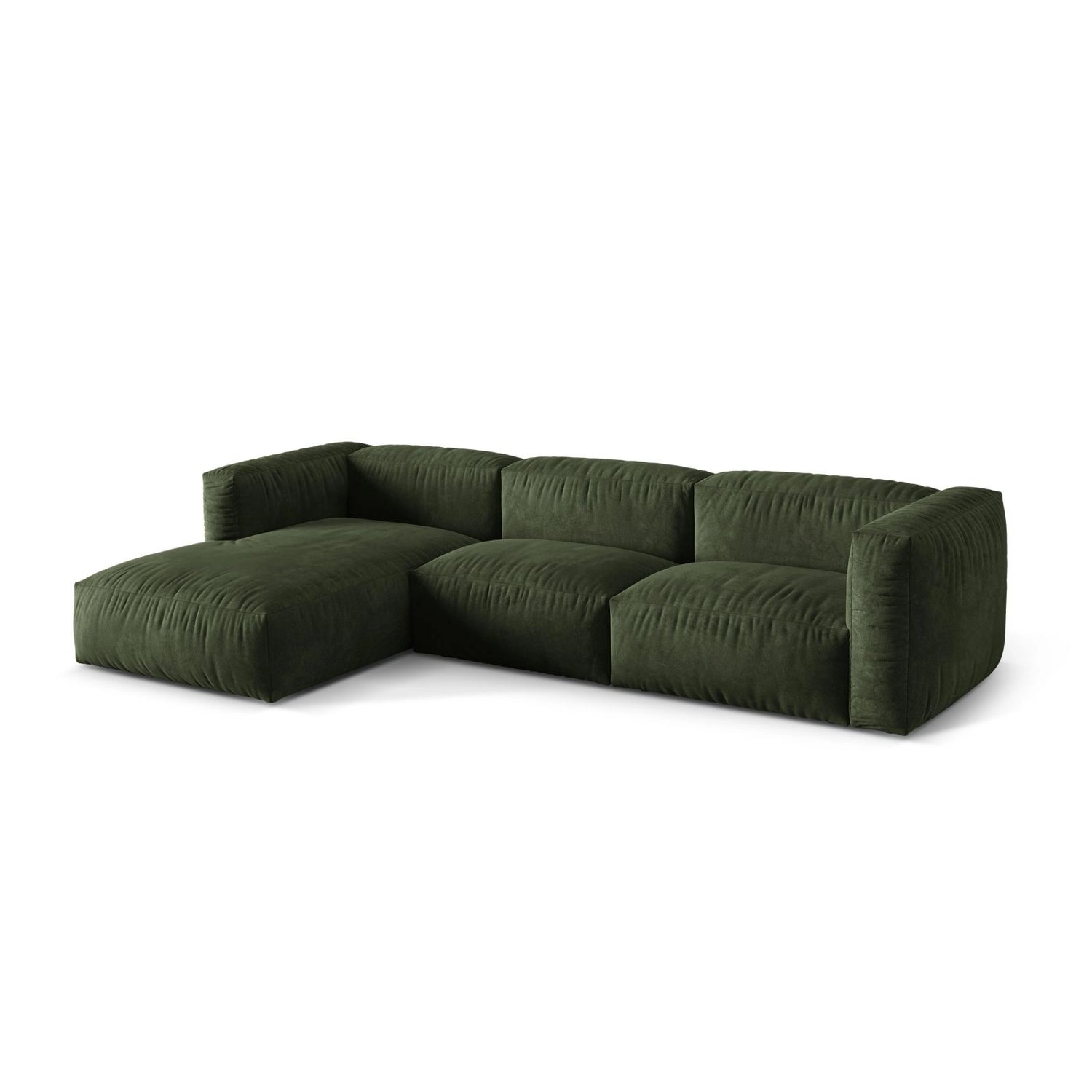 Martina modulares Ecksofa, Linke Seite, Sitztiefe 76 cm, aus Samt in Grün (Vogue 11), 330x176 cm von Micadoni – Bild 3