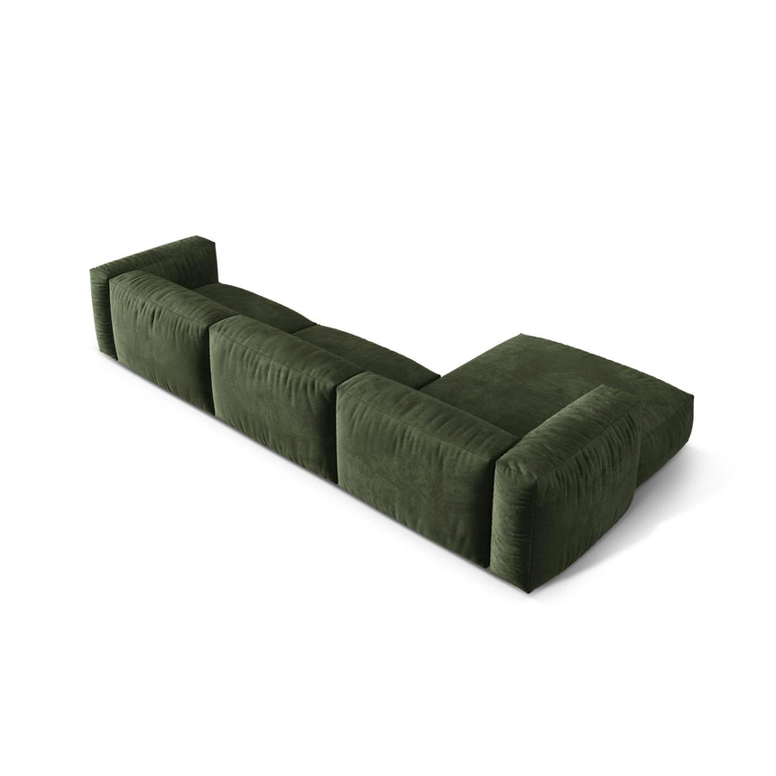 Martina modulares Ecksofa, Linke Seite, Sitztiefe 76 cm, aus Samt in Grün (Vogue 11), 330x176 cm von Micadoni – Bild 5