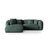 Martina modulares Ecksofa, Linke Seite, Sitztiefe 76 cm, aus Samt in Petrol (Vogue 12), 280x176 cm von Micadoni – Bild 1