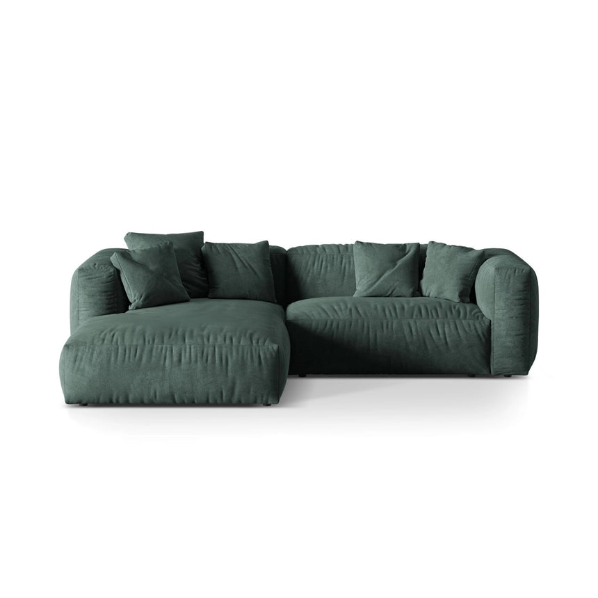 Martina modulares Ecksofa, Linke Seite, Sitztiefe 76 cm, aus Samt in Petrol (Vogue 12), 280x176 cm von Micadoni – Bild 1