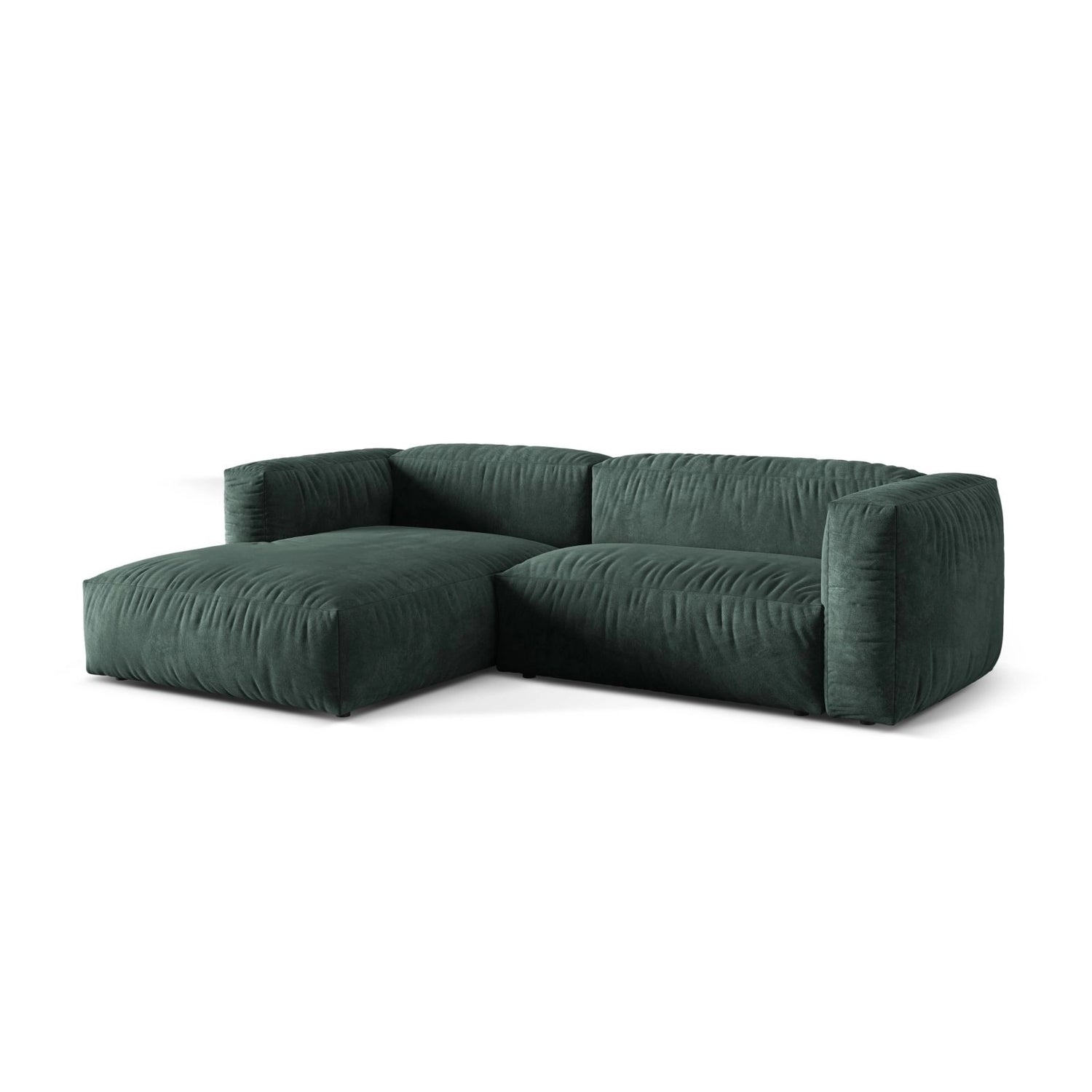 Martina modulares Ecksofa, Linke Seite, Sitztiefe 76 cm, aus Samt in Petrol (Vogue 12), 280x176 cm von Micadoni – Bild 3
