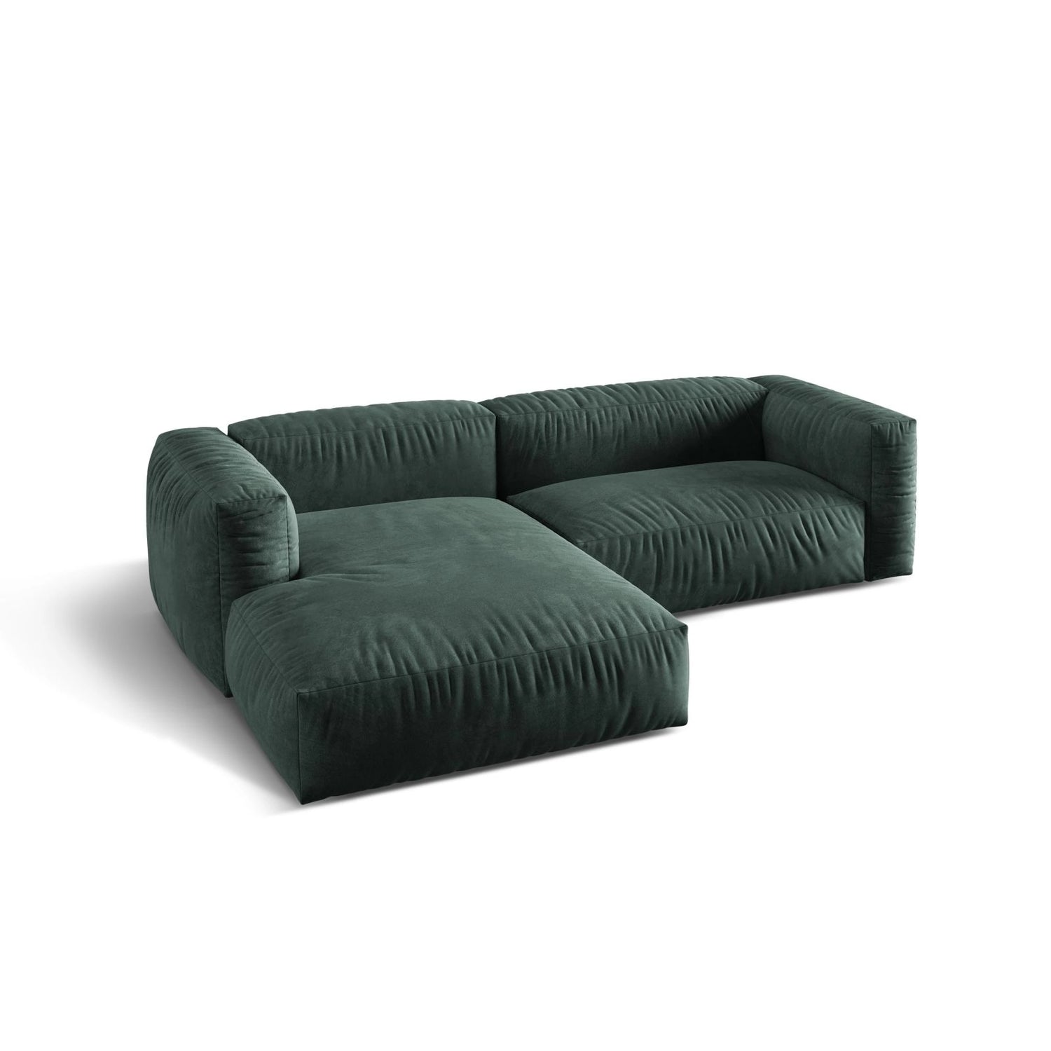 Martina modulares Ecksofa, Linke Seite, Sitztiefe 76 cm, aus Samt in Petrol (Vogue 12), 280x176 cm von Micadoni – Bild 4