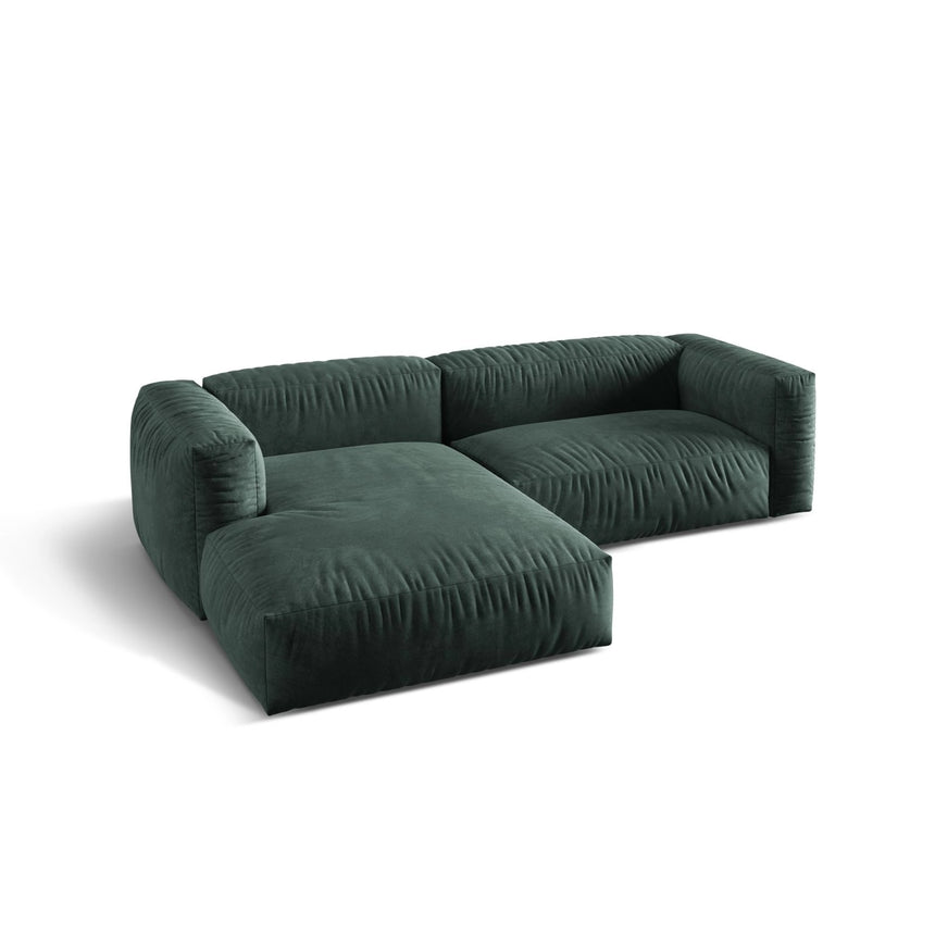 Martina modulares Ecksofa, Linke Seite, Sitztiefe 76 cm, aus Samt in Petrol (Vogue 12), 280x176 cm von Micadoni – Bild 4
