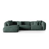 Martina modulares Ecksofa, Linke Seite, Sitztiefe 76 cm, aus Samt in Petrol (Vogue 12), 330x176 cm von Micadoni – Bild 1
