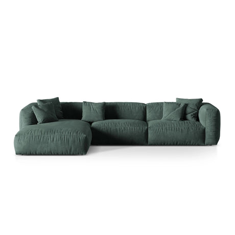 Martina modulares Ecksofa, Linke Seite, Sitztiefe 76 cm, aus Samt in Petrol (Vogue 12), 330x176 cm von Micadoni – Bild 1