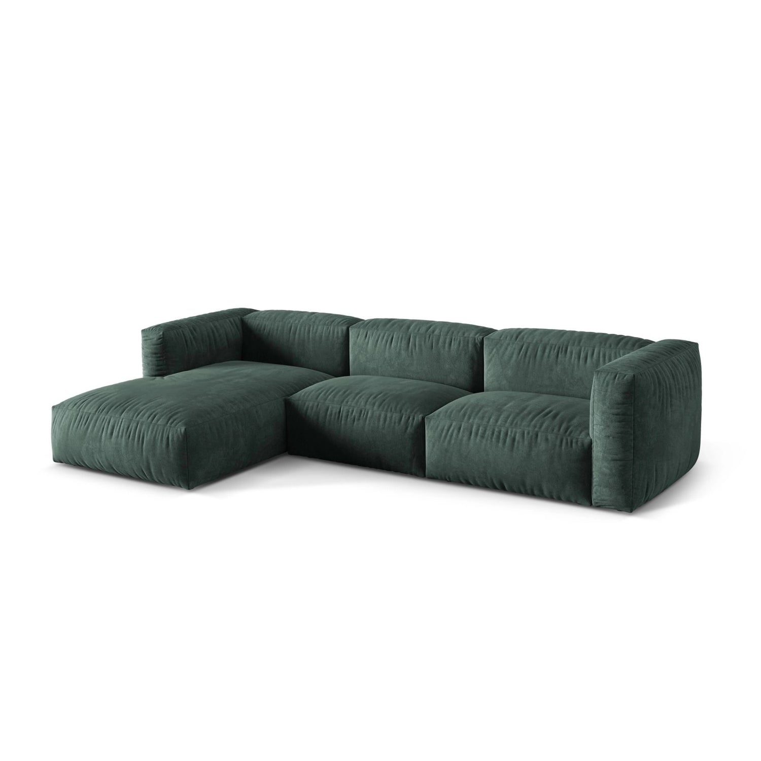 Martina modulares Ecksofa, Linke Seite, Sitztiefe 76 cm, aus Samt in Petrol (Vogue 12), 330x176 cm von Micadoni – Bild 3