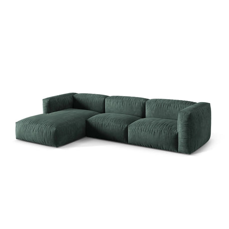 Martina modulares Ecksofa, Linke Seite, Sitztiefe 76 cm, aus Samt in Petrol (Vogue 12), 330x176 cm von Micadoni – Bild 3
