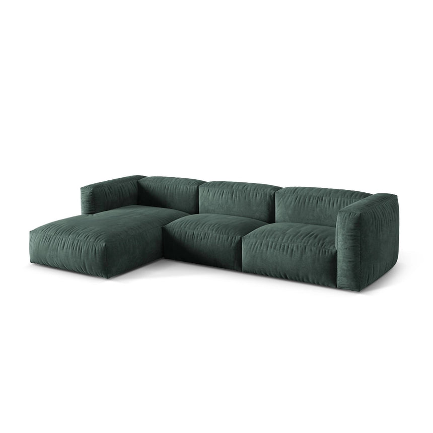 Martina modulares Ecksofa, Linke Seite, Sitztiefe 76 cm, aus Samt in Petrol (Vogue 12), 330x176 cm von Micadoni – Bild 3