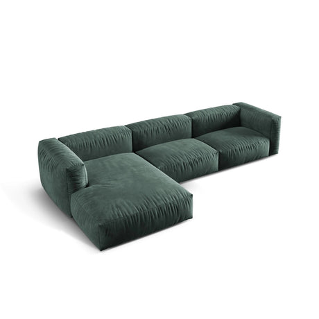 Martina modulares Ecksofa, Linke Seite, Sitztiefe 76 cm, aus Samt in Petrol (Vogue 12), 330x176 cm von Micadoni – Bild 4