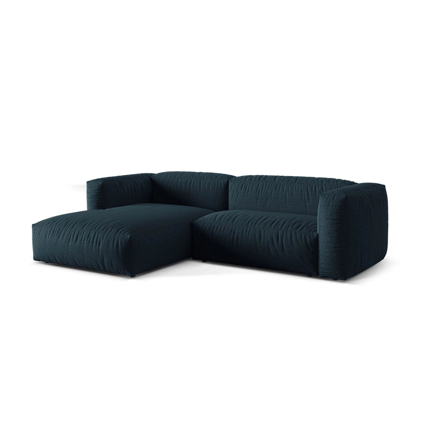 Martina modulares Ecksofa, Linke Seite, Sitztiefe 76 cm, aus Strukturierter Stoff in Blau Jeans (Boston Ocean), 280x176 cm von Micadoni – Bild 3