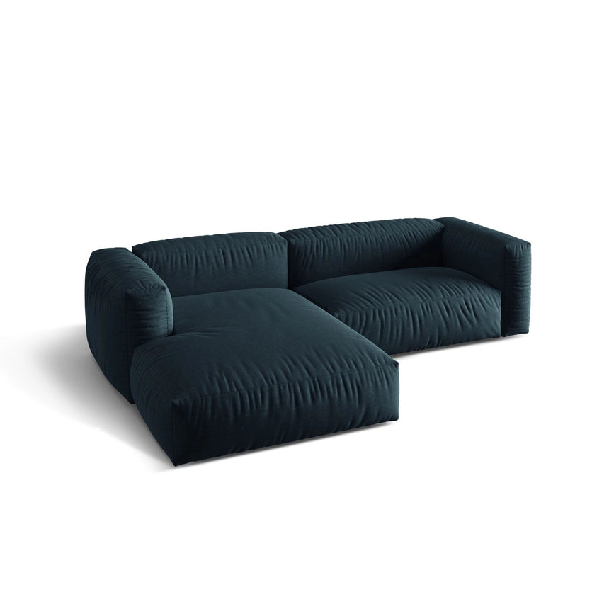 Martina modulares Ecksofa, Linke Seite, Sitztiefe 76 cm, aus Strukturierter Stoff in Blau Jeans (Boston Ocean), 280x176 cm von Micadoni – Bild 4