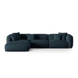Martina modulares Ecksofa, Linke Seite, Sitztiefe 76 cm, aus Strukturierter Stoff in Blau Jeans (Boston Ocean), 330x176 cm von Micadoni – Bild 1