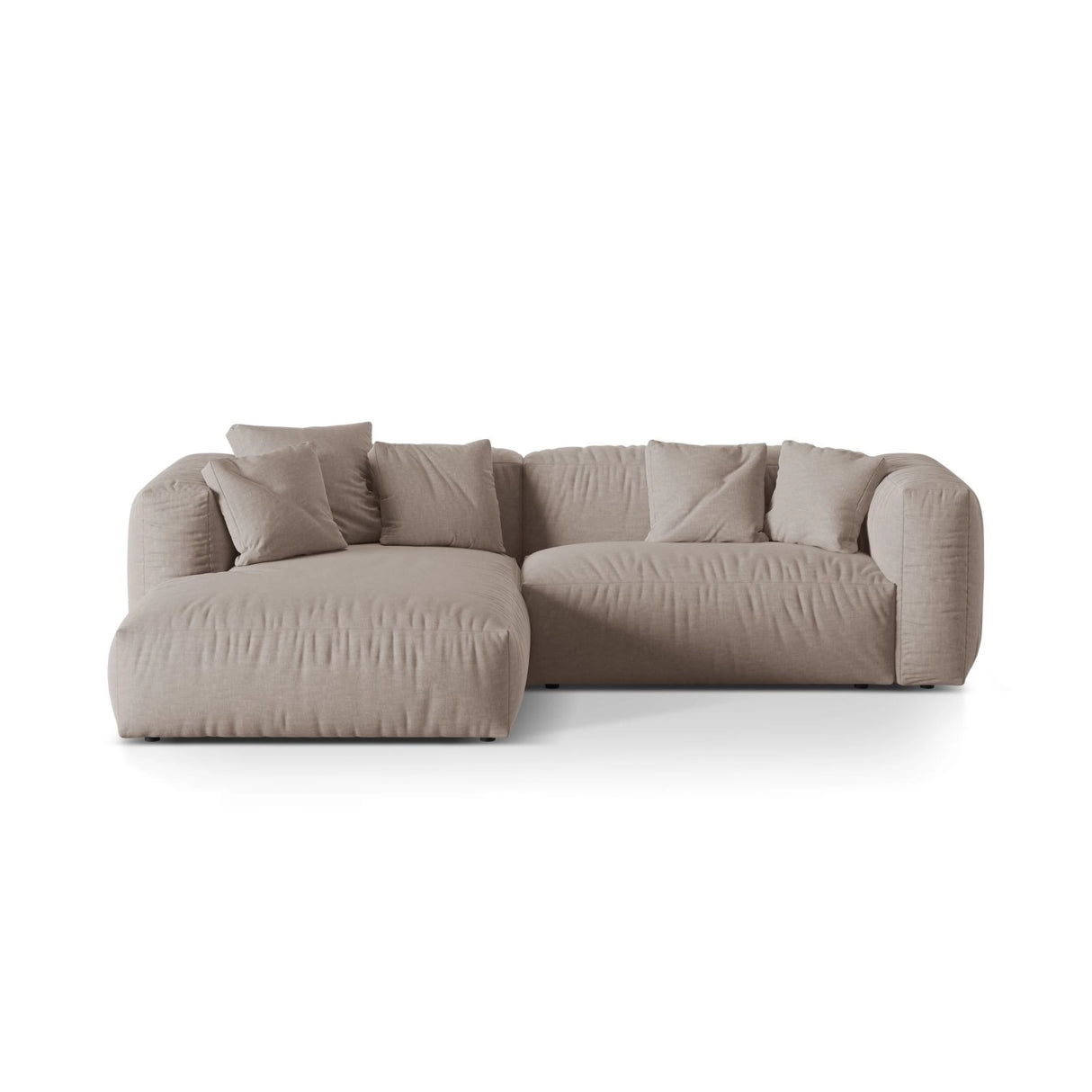 Martina modulares Ecksofa, Linke Seite, Sitztiefe 76 cm, aus Strukturierter Stoff in Dunkelbeige (Boston Trufa), 280x176 cm von Micadoni – Bild 1