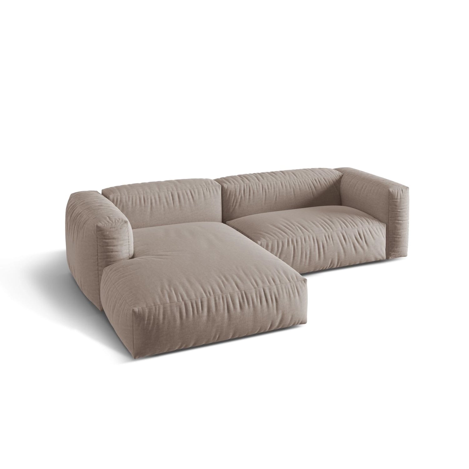 Martina modulares Ecksofa, Linke Seite, Sitztiefe 76 cm, aus Strukturierter Stoff in Dunkelbeige (Boston Trufa), 280x176 cm von Micadoni – Bild 4