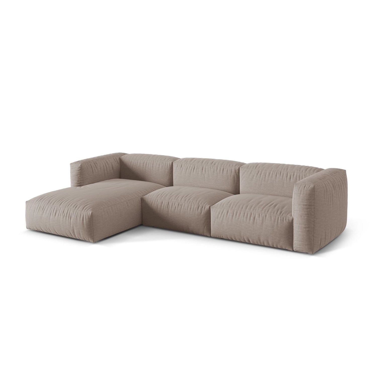 Martina modulares Ecksofa, Linke Seite, Sitztiefe 76 cm, aus Strukturierter Stoff in Dunkelbeige (Boston Trufa), 330x176 cm von Micadoni – Bild 3