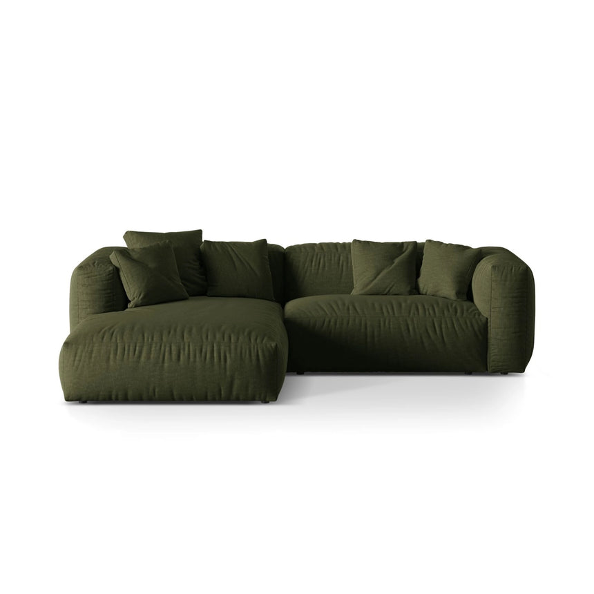 Martina modulares Ecksofa, Linke Seite, Sitztiefe 76 cm, aus Strukturierter Stoff in Grün (Boston Forest), 280x176 cm von Micadoni – Bild 1