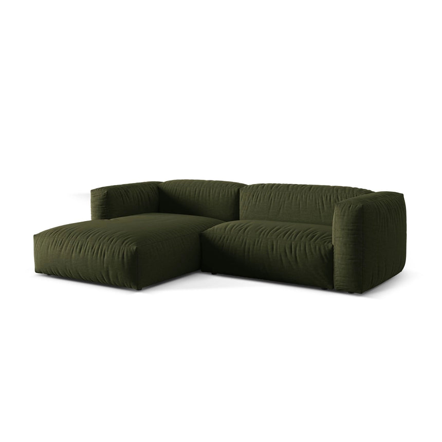Martina modulares Ecksofa, Linke Seite, Sitztiefe 76 cm, aus Strukturierter Stoff in Grün (Boston Forest), 280x176 cm von Micadoni – Bild 3