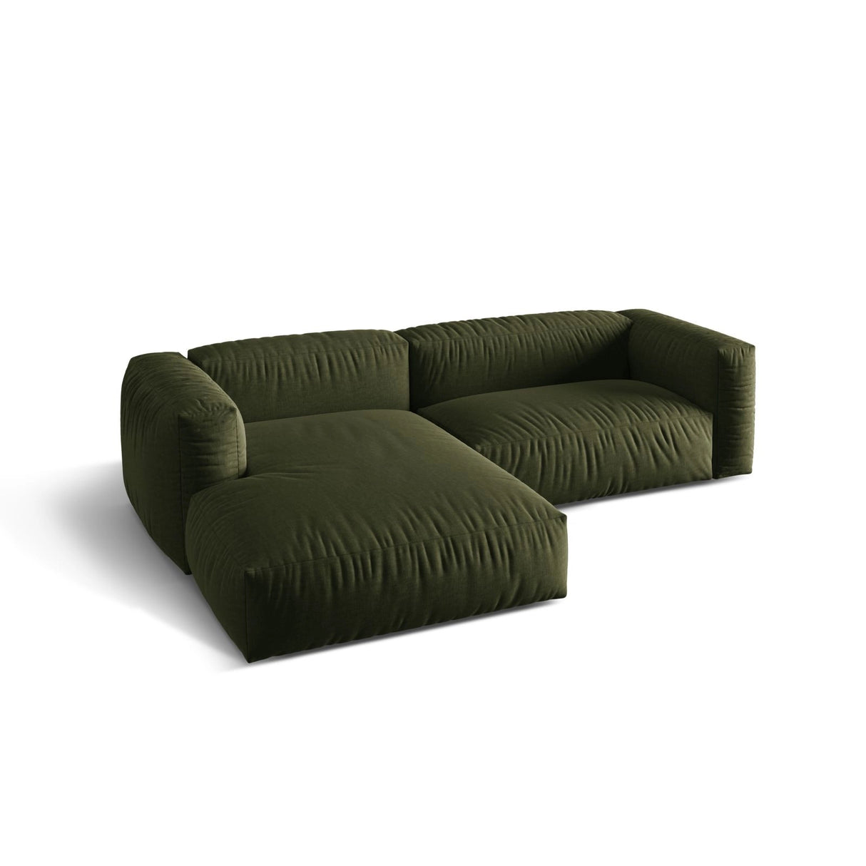 Martina modulares Ecksofa, Linke Seite, Sitztiefe 76 cm, aus Strukturierter Stoff in Grün (Boston Forest), 280x176 cm von Micadoni – Bild 4
