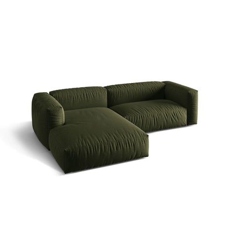 Martina modulares Ecksofa, Linke Seite, Sitztiefe 76 cm, aus Strukturierter Stoff in Grün (Boston Forest), 280x176 cm von Micadoni – Bild 4