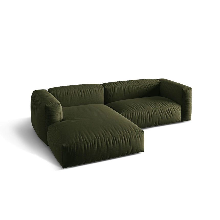 Martina modulares Ecksofa, Linke Seite, Sitztiefe 76 cm, aus Strukturierter Stoff in Grün (Boston Forest), 280x176 cm von Micadoni – Bild 4