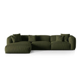 Martina modulares Ecksofa, Linke Seite, Sitztiefe 76 cm, aus Strukturierter Stoff in Grün (Boston Forest), 330x176 cm von Micadoni – Bild 1